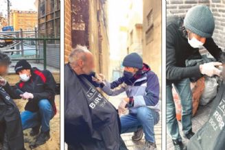 آرایشگر جوان در كوچه پس كوچه‌های شهر به دنبال اصلاح سر بی‌خانمان‌ها! 