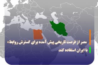 «مصر» از فرصت تاریخی پیش آمده برای گسترش روابط با ایران استفاده كند