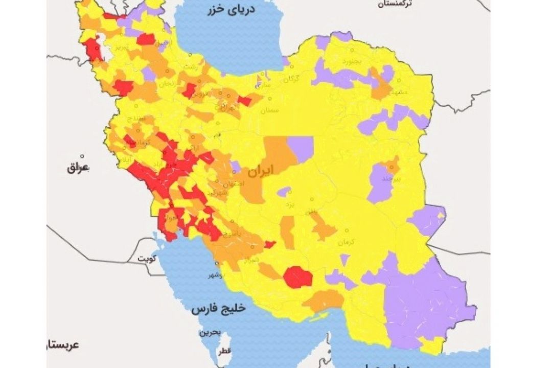 رنگ‌های جدید برخی شهرستانها در آستانه موج چهارم كرونا