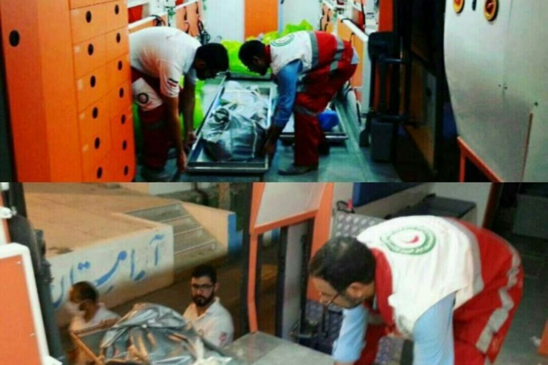 ورود پیكرهای شهدای حادثه تروریستی عراق به مرز شلمچه
