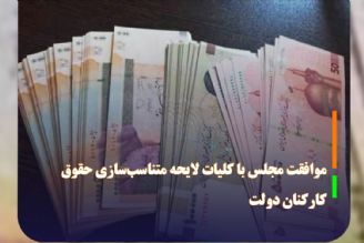 موافقت مجلس با كلیات لایحه متناسب‌سازی حقوق كاركنان دولت