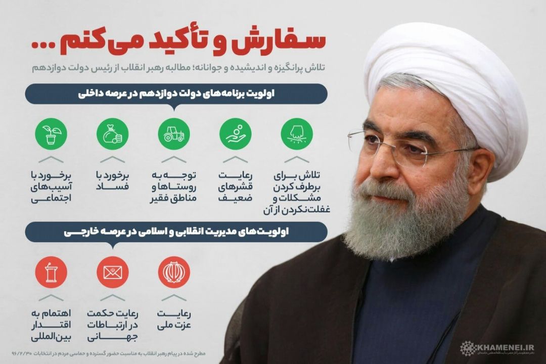 مطالبه رهبر انقلاب از رئیس دولت دوازدهم